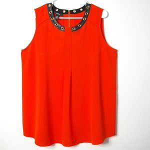 Alfani Coral Grommet Leather Collar Cami Tank
